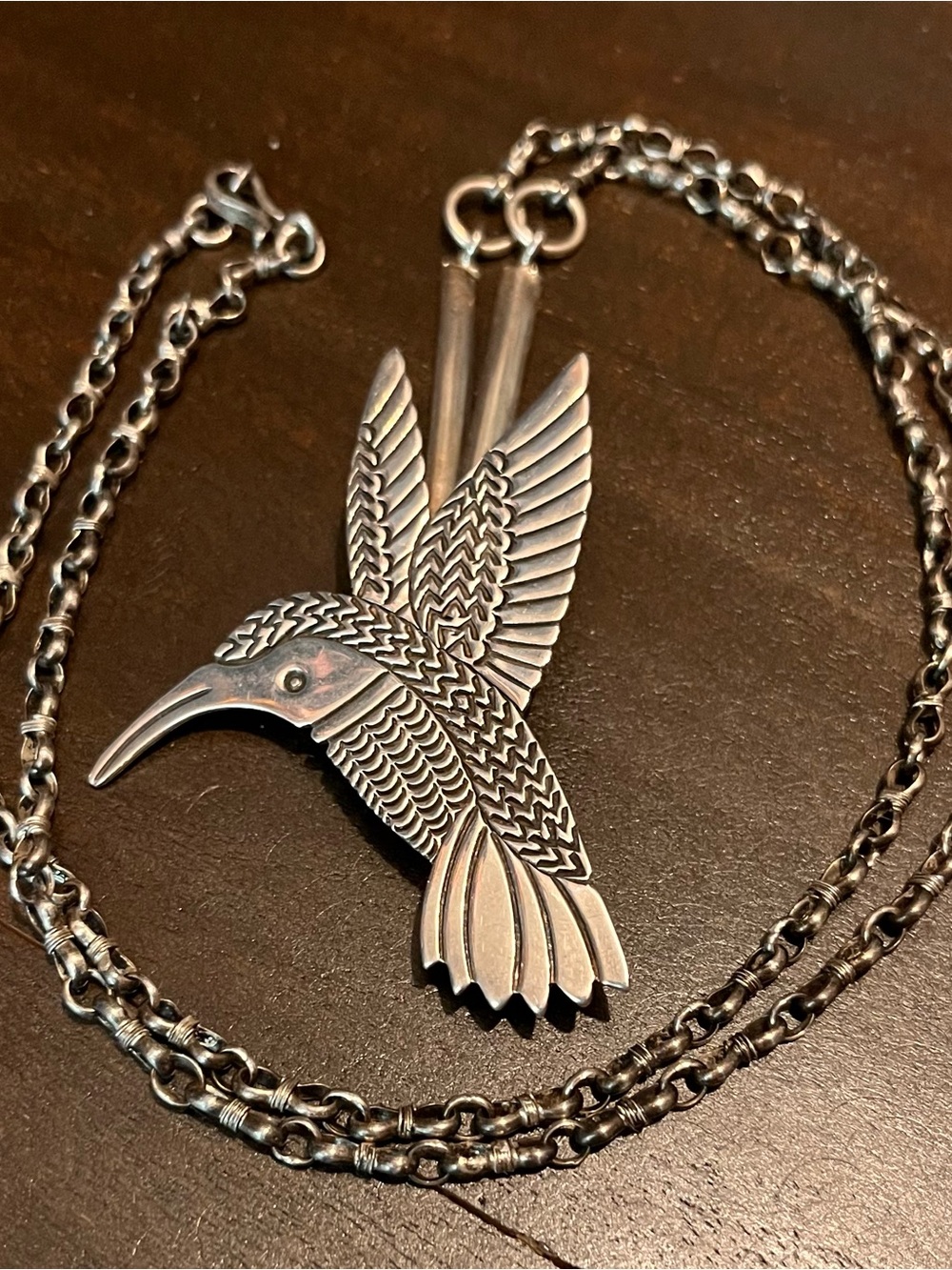 Allison Snowhawk Lee Hummingbird Pin Manta Pendant Necklace Sterling Silver